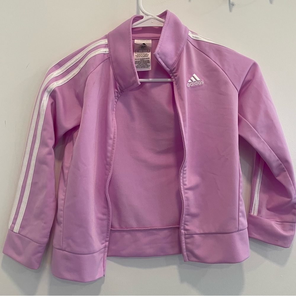 Adidas Girls Pink Kids Jacket size 6 Pastel Blokecore Sportswear